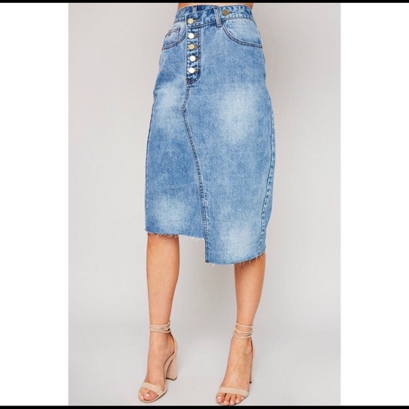 ASYMMETRICAL Denim Skirt - Picture 2 of 9
